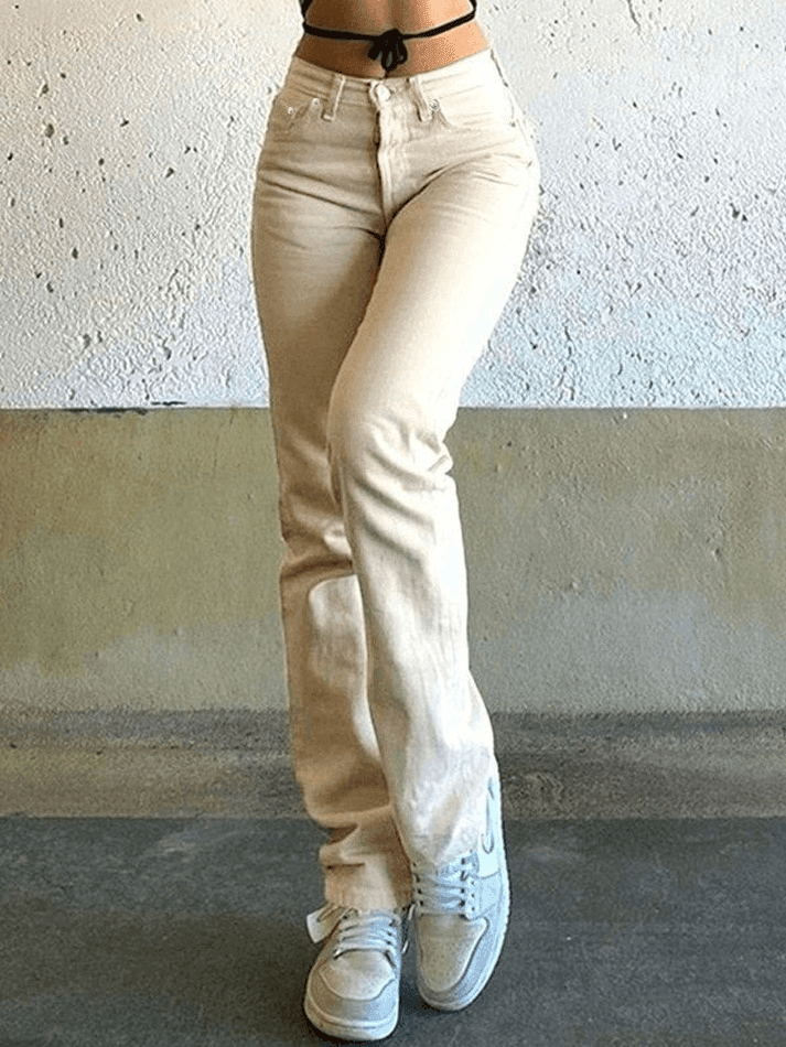 Sonicelife 2024 New Fashion Woman Bottom Elegant 90s Vintage Straight Boyfriend Jeans