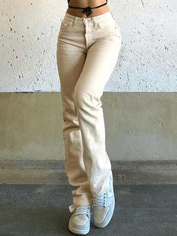 Sonicelife 2024 New Fashion Woman Bottom Elegant 90s Vintage Straight Boyfriend Jeans