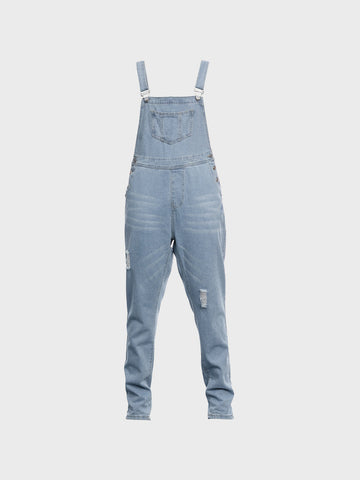 Sonicelife 2024 New Fashion Woman Bottom Elegant Washed Distressed Denim Overall