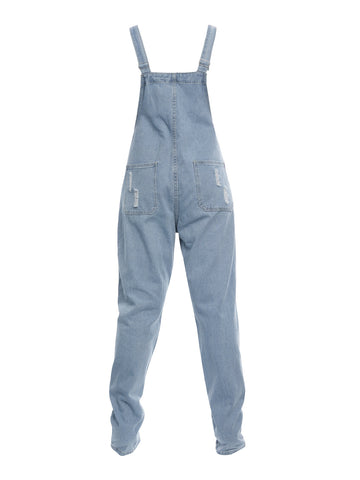 Sonicelife 2024 New Fashion Woman Bottom Elegant Washed Distressed Denim Overall