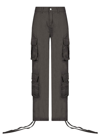 Sonicelife 2024 New Fashion Woman Bottom Elegant Vintage Pocket Patched Cargo Jeans