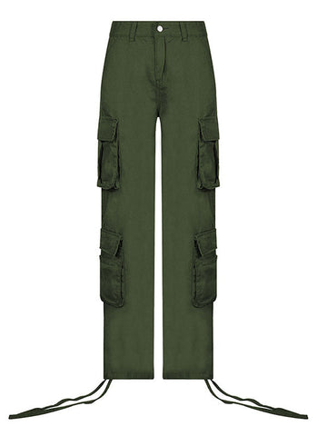 Sonicelife 2024 New Fashion Woman Bottom Elegant Vintage Pocket Patched Cargo Jeans