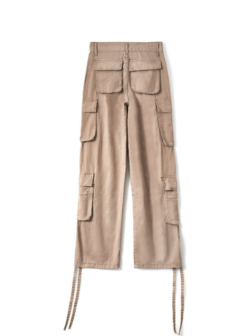 Sonicelife 2024 New Fashion Woman Bottom Elegant Vintage Pocket Patched Cargo Jeans