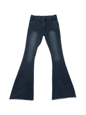 Sonicelife 2024 New Fashion Woman Bottom Elegant Washed Stretch Low Waist Flare Jeans