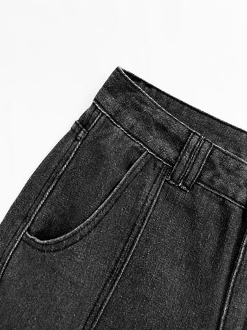 Sonicelife 2024 New Fashion Woman Bottom Elegant Washed Mid Waist Pocket Cargo Jeans
