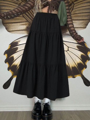 Sonicelife 2024 New Fashion Woman Bottom Elegant Fairy Tiered Maxi Skirt