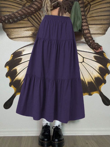 Sonicelife 2024 New Fashion Woman Bottom Elegant Fairy Tiered Maxi Skirt