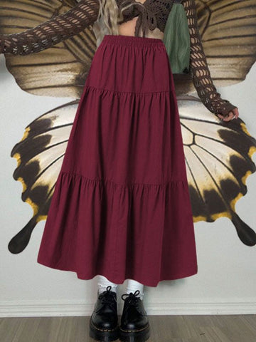 Sonicelife 2024 New Fashion Woman Bottom Elegant Fairy Tiered Maxi Skirt