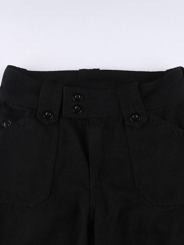 Sonicelife 2024 New Fashion Woman Bottom Elegant Buttoned Straight Leg Cargo Jeans