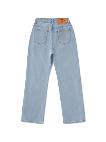 Sonicelife 2024 New Fashion Woman Bottom Elegant Light Wash Straight Boyfriend Jeans