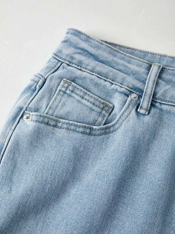 Sonicelife 2024 New Fashion Woman Bottom Elegant Light Wash Straight Boyfriend Jeans