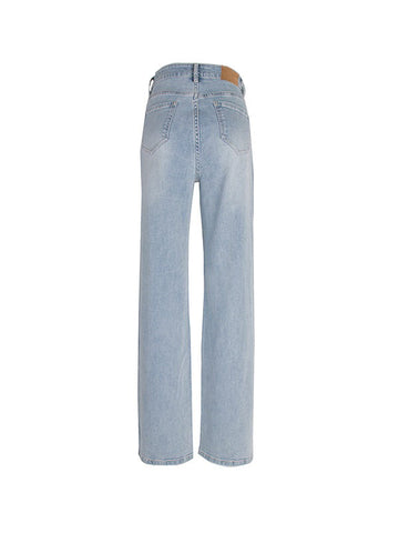 Sonicelife 2024 New Fashion Woman Bottom Elegant Light Wash Straight Boyfriend Jeans