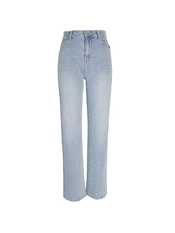 Sonicelife 2024 New Fashion Woman Bottom Elegant Light Wash Straight Boyfriend Jeans