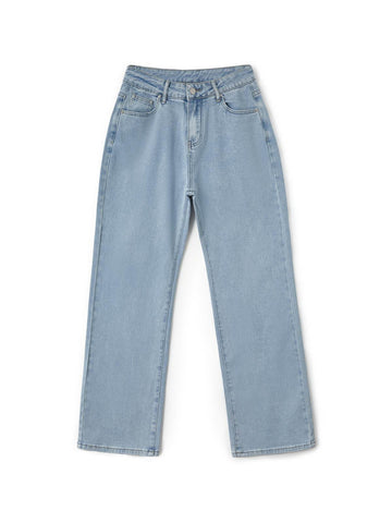 Sonicelife 2024 New Fashion Woman Bottom Elegant Light Wash Straight Boyfriend Jeans
