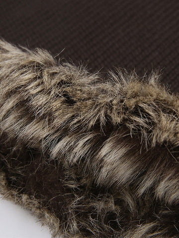 Sonicelife 2024 New Fashion Woman Bottom Elegant Faux Fur Trim Knitted Mini Skirt