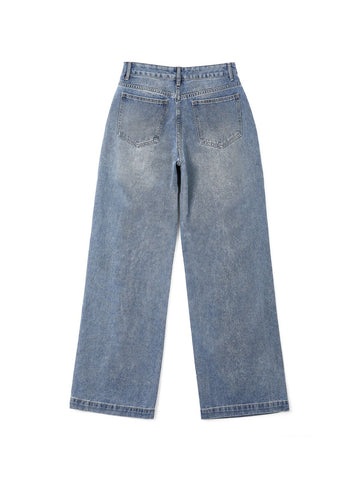 Sonicelife 2024 New Fashion Woman Bottom Elegant Pocket Design Blue Wash Boyfriend Jeans