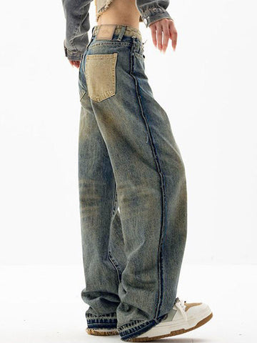 Sonicelife 2024 New Fashion Woman Bottom Elegant Vintage Wash Distressed Boyfriend Jeans