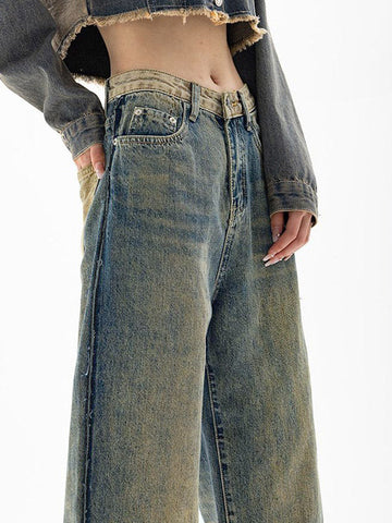 Sonicelife 2024 New Fashion Woman Bottom Elegant Vintage Wash Distressed Boyfriend Jeans