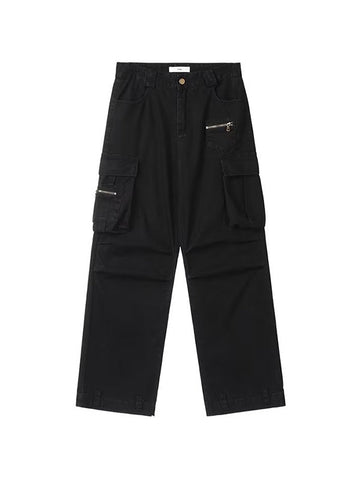 Sonicelife 2024 New Fashion Woman Bottom Elegant Zip Pocket Straight Leg Cargo Jeans