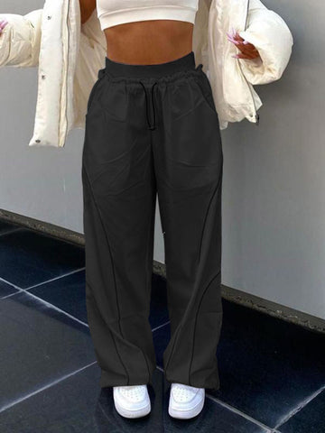Sonicelife 2024 New Fashion Woman Bottom Elegant Pintuck Detail Straight Leg Pants