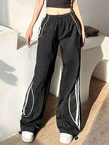 Sonicelife 2024 New Fashion Woman Bottom Elegant Piping Side Stripe Baggy Sweatpants