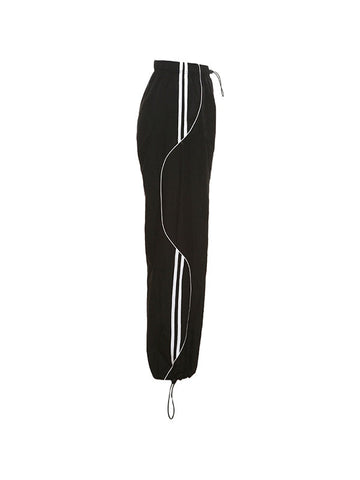 Sonicelife 2024 New Fashion Woman Bottom Elegant Piping Side Stripe Baggy Sweatpants