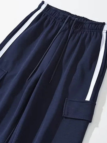 Sonicelife 2024 New Fashion Woman Bottom Elegant Pocket Side Stripe Baggy Sweatpants