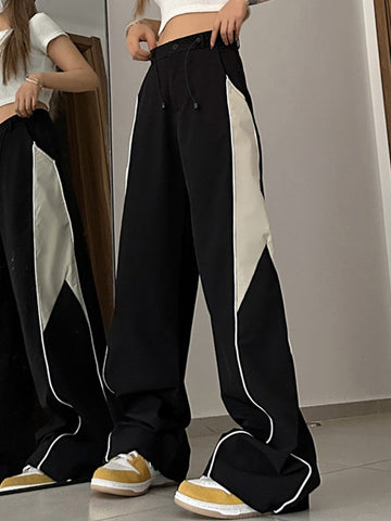 Sonicelife 2024 New Fashion Woman Bottom Elegant Contrasting Straight Leg Sweatpants