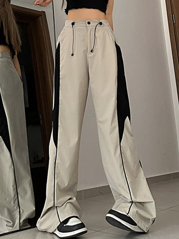 Sonicelife 2024 New Fashion Woman Bottom Elegant Contrasting Straight Leg Sweatpants