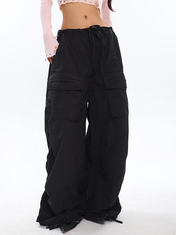 Sonicelife 2024 New Fashion Woman Bottom Elegant Ruched Y2K Baggy Cargo Pants