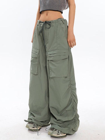 Sonicelife 2024 New Fashion Woman Bottom Elegant Ruched Y2K Baggy Cargo Pants