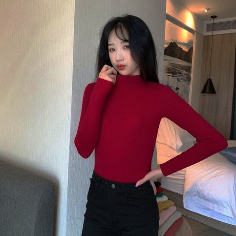 Ladies Sweater Winter All-match Women's Jumper Knitted Sweater Long Sleeve Round Neck Bottoming Shirt Women's Clothing 2023