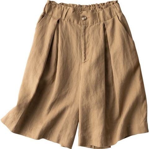 Sonicelife Women's Shorts with High Waisted Cotton Linen Harajuku Shorts Casual Loose Buttons Bermuda Shorts for Women Summer Plus Size 5XL