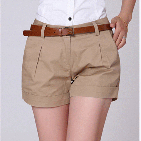 Back to school outfit Sonicelife  Korean Style Summer Woman Casual Shorts Plus Size S-2XL New Fashion Design Lady Casual Short Solid Color Khaki / White