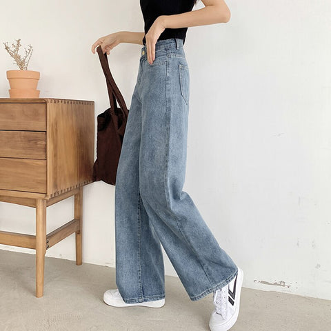 Sonicelife Woman Jeans High Waist Clothes Wide Leg Denim Clothing Streetwear Vintage Quality 2020 Fashion Harajuku loose Straight Pants