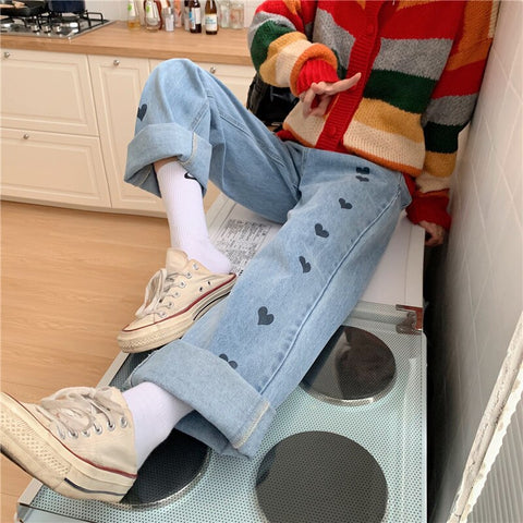Sonicelife Woman Jeans High Waist Clothes Wide Leg Denim Clothing Blue Streetwear Vintage Quality 2024 Fashion Harajuku Straight Pants