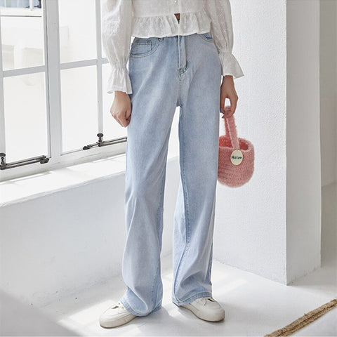 Woman Jeans High Waist Clothes Wide Leg Denim Clothing Blue Streetwear Vintage Quality 2021 Fashion Harajuku Straight Pants