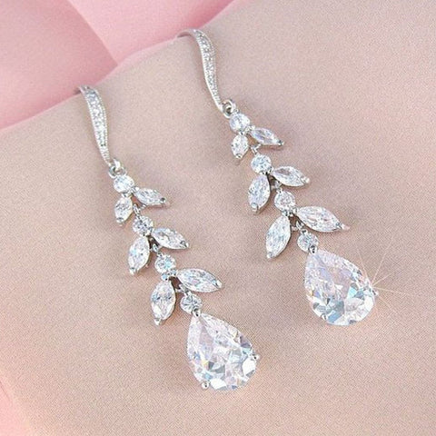 Aesthetic Bridal Dangle Earrings for Wedding Luxury Crystal Cubic Zirconia Fashion Design Women’s Earrings 2023 Jewelry