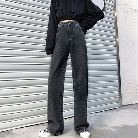 Sonicelife Woman Jeans High Waist Clothes Wide Leg Denim Clothing Streetwear Vintage Quality 2020 Fashion Harajuku loose Straight Pants