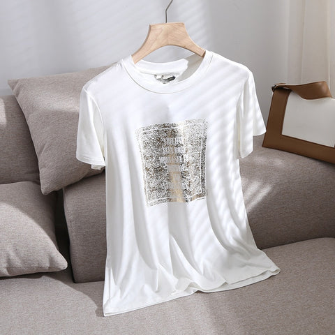 2023 Summer Women Vintage Print Cotton T-Shirt Harajuku White Tee Shirt Casual Tops Female Camiseta Mujer