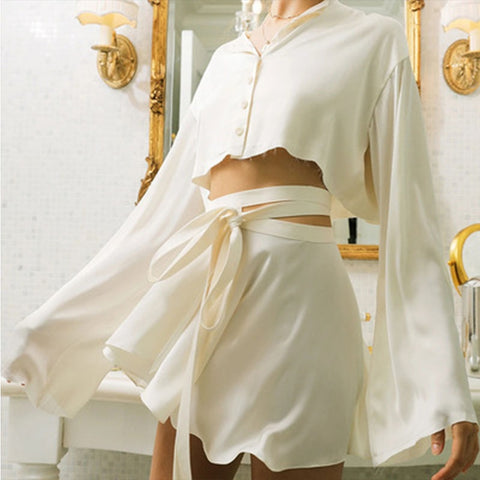 Women Summer Mini  Satin Skirt Pleated Grils Y2k Skirts 2023 White Black One Piece High Waist Elegant Lace-up Sprots Tennis