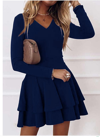 Back to school outfit Sonicelife  Autumn Newest Solid Women Long Sleeve Dresses Spring Women Dress Elegant Classic Lady Formal Good Design Clothes Office Working