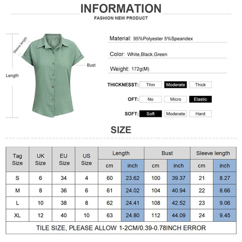 Sonicelife Summer Casual Loose T Shirt Ladies Pullover Solid Short Sleeved Tops Fashion Office Lady Work Clothing Blusa Female Shirts D30