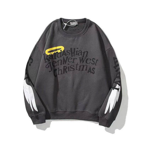 Sonicelife  West Graffiti Letter Print Plus Velvet Sweatshirt Men And Women Harajuku Fleece Hoodie Hip Hop Stranger Things Hooded