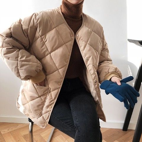 Womens Casual Coat Female Cotton-Padded Quilted Parka Jacket Down Cotton Padded Winter Coat Outwear 2023 Spring Autumn Winter