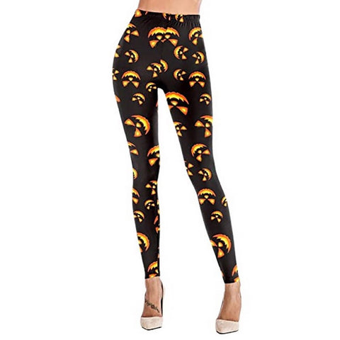 Women Halloween Pumpkin 3D Digital Print Leggings High Waist Long Pants Fitness Stretch Elastic Party Fashion Leggings Trousers