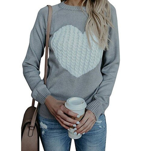 Oversized Sweaters for Women Fashion Autumn Winter Warm Women's Jumper Loose Love Pattern Sweater Knitted Pullover Female 2023