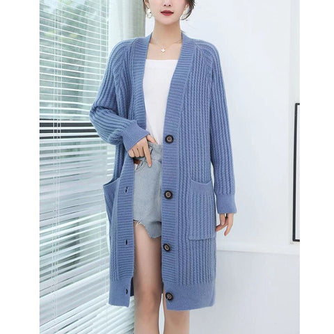 Sonicelife Jacket Women Sweater Coat Thicken Warm Loose Long Cardigan Lady Casual Elegant Knitwear Outerwear Solid Knitted Sweater Coats