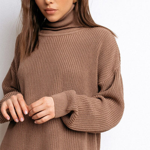 2023 Women's Oversize Sweater Black Turtleneck Long Sleeve Autumn Winter Loose Long Jumper Beige Knitted Warm Sweaters for Women