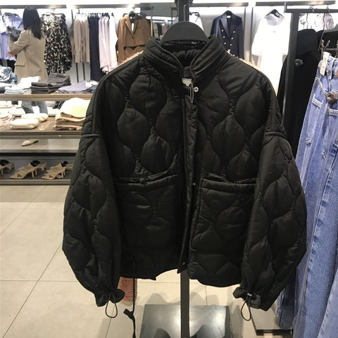 2023 Winter Women Hoodies Coat Black Cropped Jacket Outerwear Warm Parkas Crop Top Streetwear Female Long Sleeves